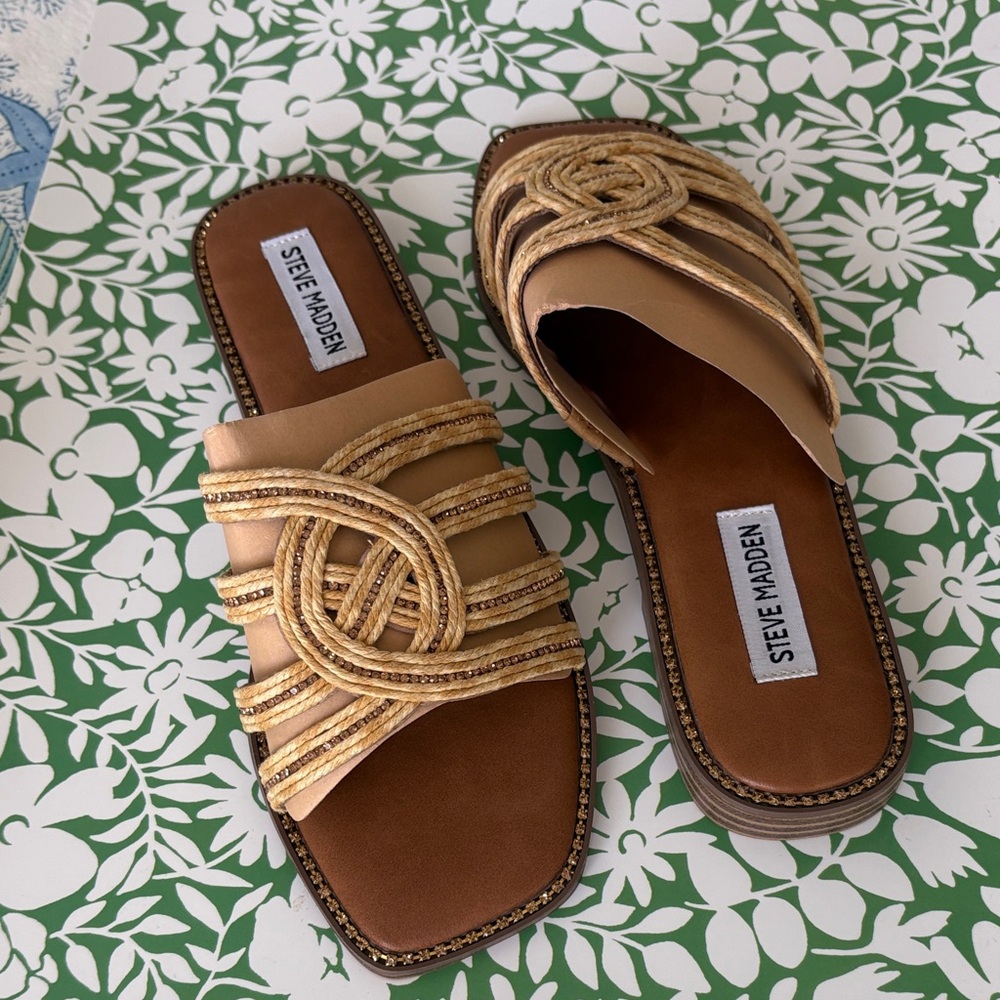 Steve Madden Lauren Brown and Gold Strappy Sandals NWT Sz 9